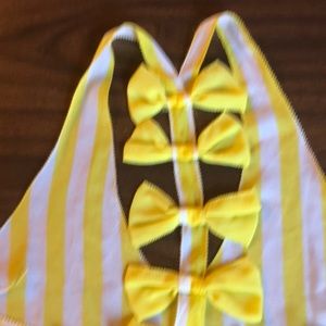 Sweet Claire | Tops | Yellow Striped Sheer Tank W Bows By Sweet Claire